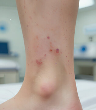 Macro Shot of Petechial Rash on Lower Leg Ankle