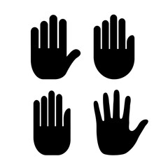 Obraz premium Set of four simple black hand silhouettes on a white background