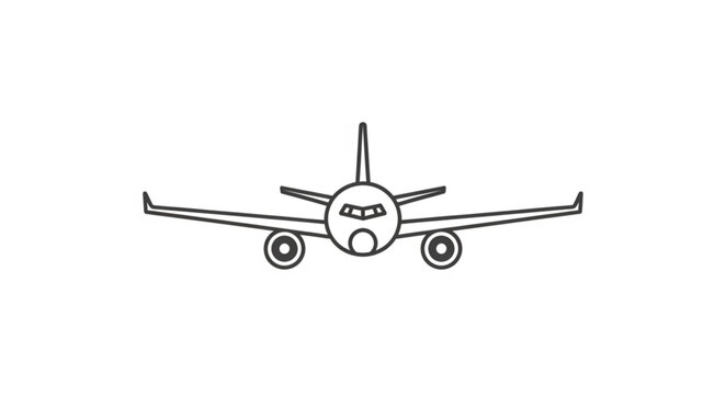 Modern Airplane Front View Line Art Illustration.