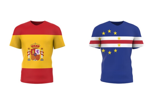 2026 World Cup Players Country Flag Spain vs Cape Verde. 3d illustration