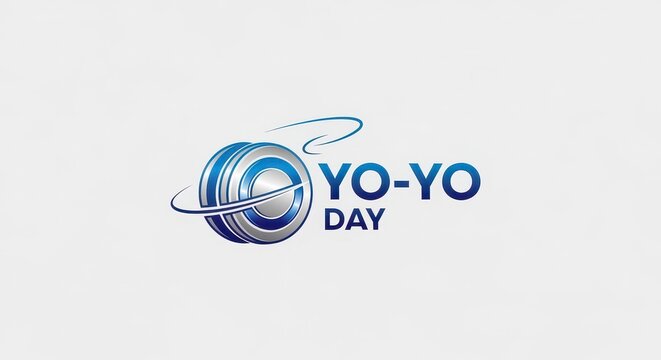 Colorful Yo-Yo Day Celebration Logo with Glowing Blue and White Circular Design on Gradient Background