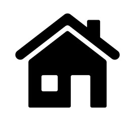 Fototapeta premium Simple House Icon with Chimney, Minimalist Real Estate Symbol