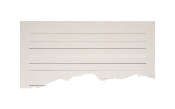 Torn lined paper strip, ripped notebook page piece for notes isolated on transparent background.