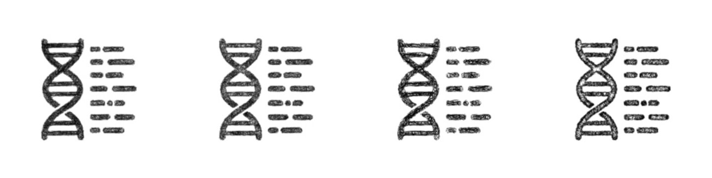 Black and white sketch genome sequencing icon design set