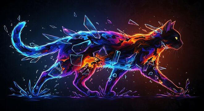 Vibrant abstract digital art swirling light patterns.