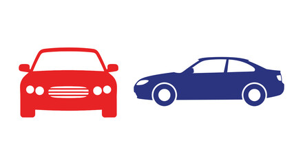 Fototapeta premium Automobile Silhouettes Red And Blue Flat Vector Illustration On White Background