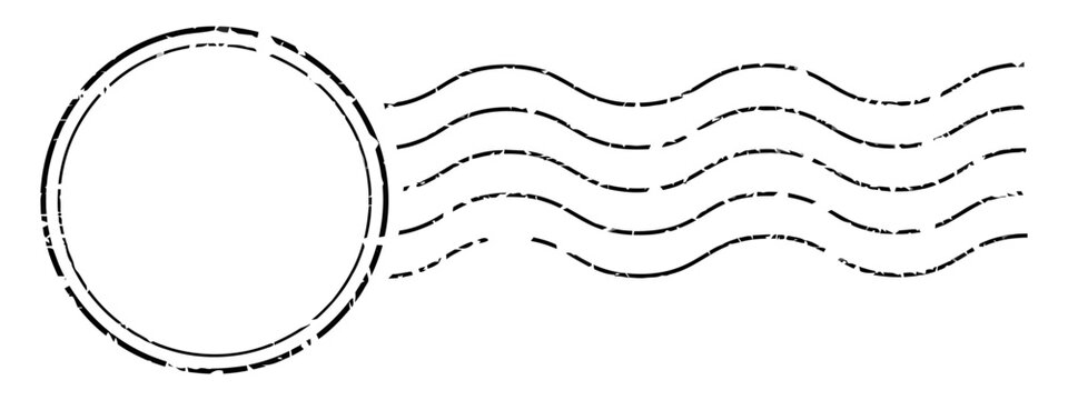 Vintage Postage Stamp Cancellation Mark with Wavy Lines