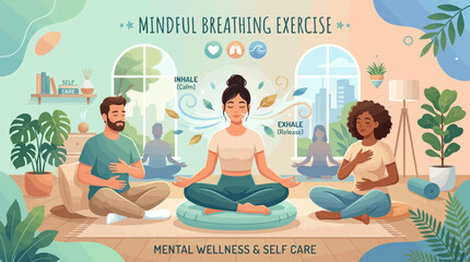 Obraz premium MindfulBreathingExerciseBoostsMentalWellnessAndSelfCare