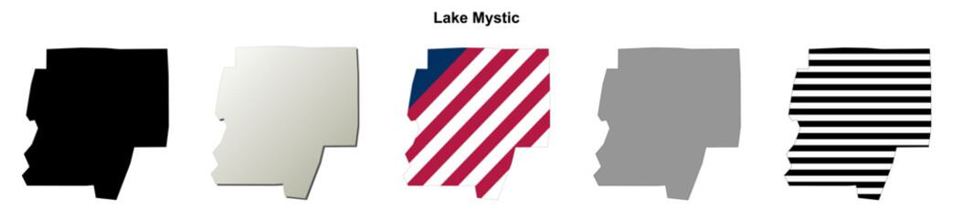 Obraz premium Lake Mystic (Florida) blank outline map set