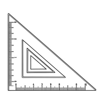 Set square ruler with measurements