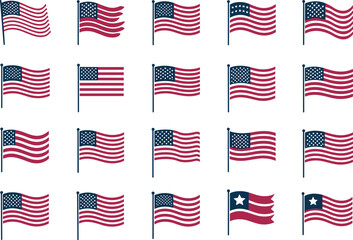 Fototapeta premium American flag set usa patriotism symbol independence day celebration national freedom