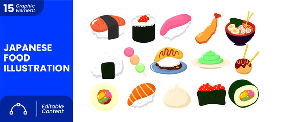 Japanese Food Illustration Element Set © ZakiManggala