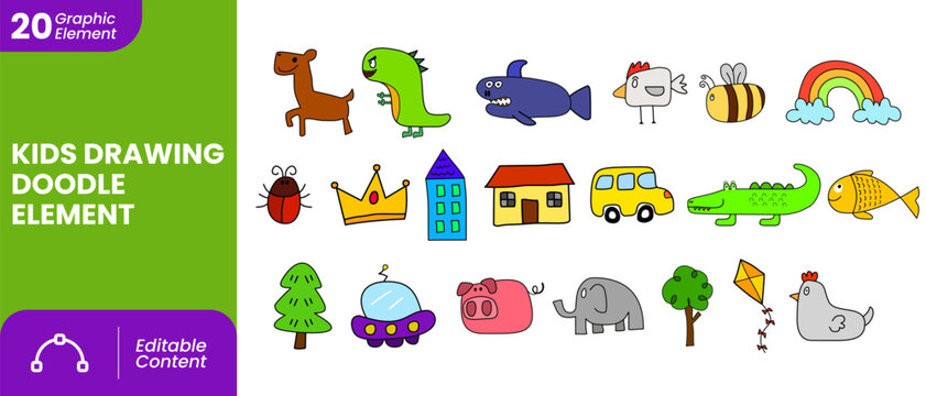 Kids Drawing Doodle Element Collection