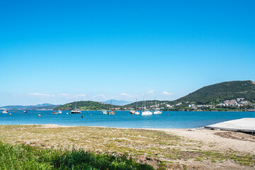 Fototapeta premium The scenic views of Foça (Phokaia) with its historical wonders and natural beauty, beaches, islands, and bays, are situated on the beautiful Aegean coastline just 70 kilometers north of İzmir, Turkey.