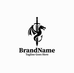 Fototapeta premium Dragon Sword Legacy Mark Logo