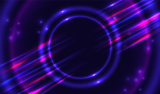 Party laser neon with game background ring and line tech retro. Round magic sparkle with scene led ai and web ultraviolet play. Reflection light party with speed abstract game and dynamic.