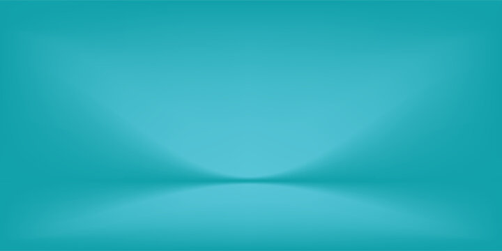 Abstract teal blue gradient background empty studio room illustration