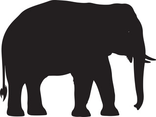 Fototapeta premium Elephant silhouette side view profile illustration, Generative Ai