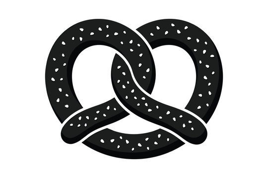 Black pretzel with sesame seeds on transparent background