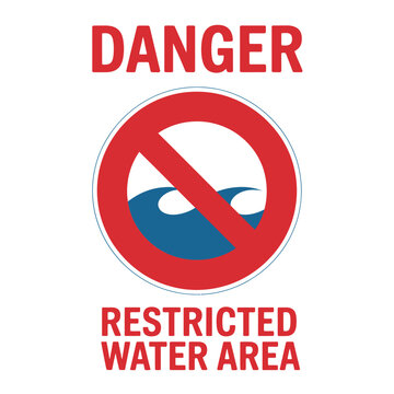 Restricted water area prohibition sign vector illustration on white background