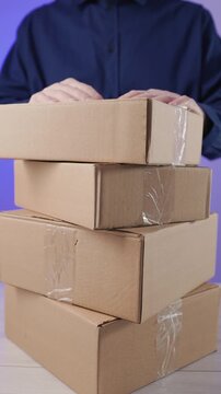 Stacking Shipping Boxes, Small Business Logistics Concept