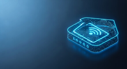 Fototapeta premium A futuristic tablet with a fingerprint scanner and wireless signal icon, representing biometric security and connectivity.