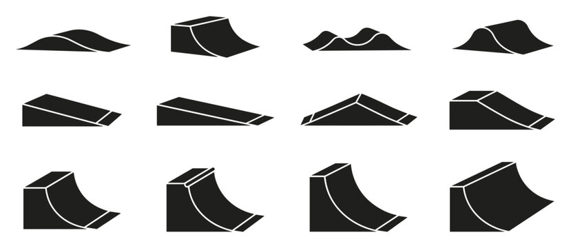 Skate park ramps and obstacles vector elements