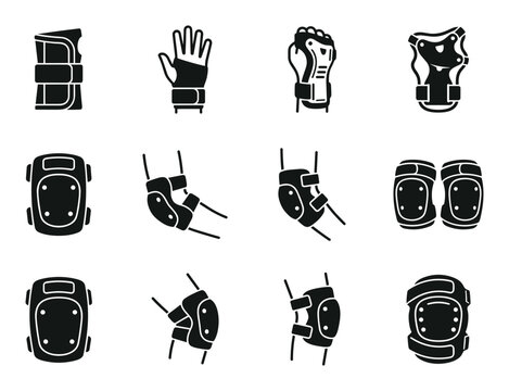 Skate protection gear and safety equipment icons