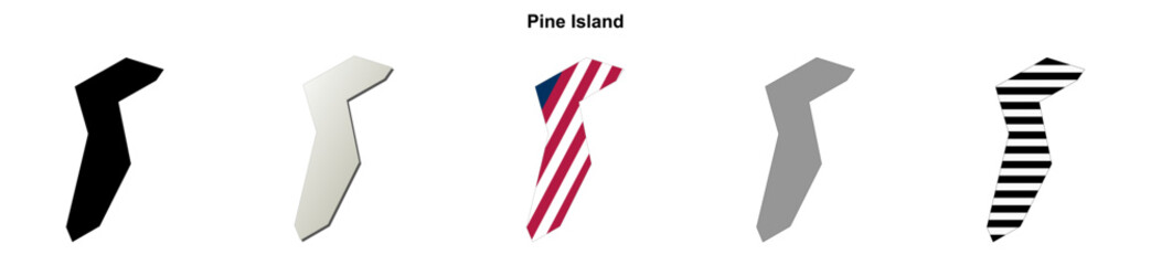 Obraz premium Pine Island (Florida) blank outline map set