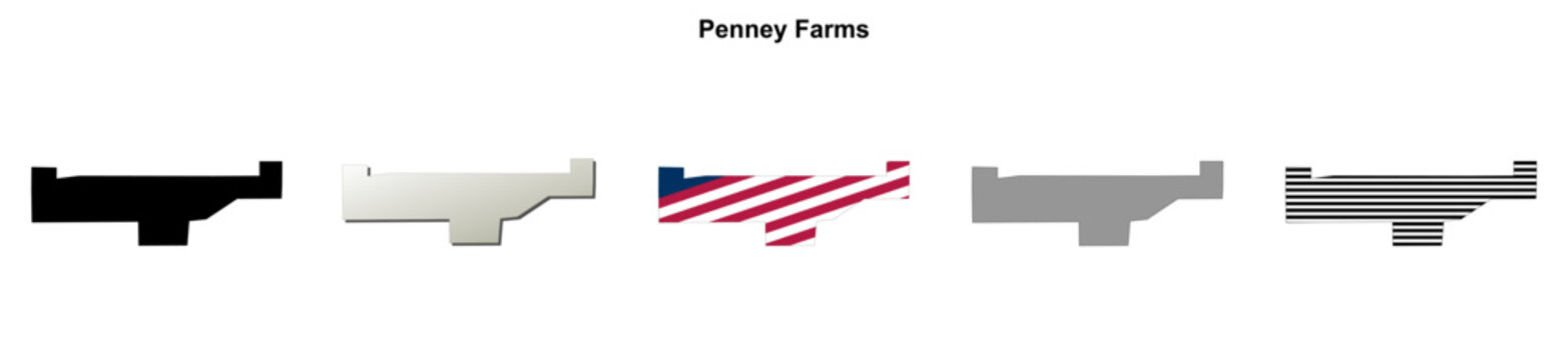 Penney Farms (Florida) blank outline map set