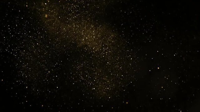 Abstract Space Background with Glowing Stars Snowflakes and Cosmic Particles in the Dark Sky
