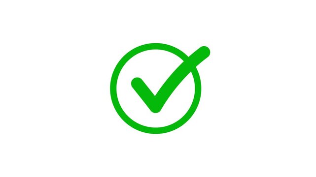 Tick Mark Animation on transparent background. Animated Green Checkmark Video. Correct Tick Sign Approval Success, right check mark, select tick mark, confirm, with alpha channel 4k video