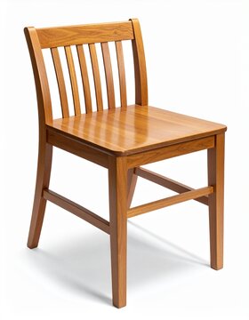 Simple wooden backless chair (hocker) with shadow-free white background