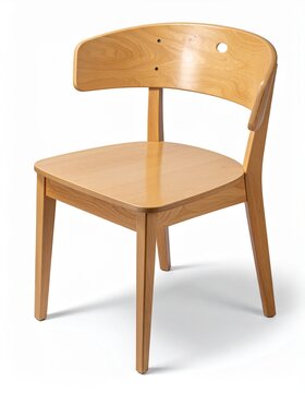 Simple wooden backless chair (hocker) with shadow-free white background