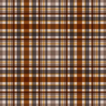 A seamless vector pattern of classic tartan plaid in warm shades of brown, beige, tan, and cream