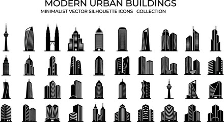 black and white city skyline with various skyscrapers and high-rise buildings © Pixel Verses