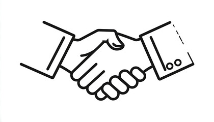Obraz premium Handshake icon, outline illustration of two hands shaking, symbolizing agreement and partnership