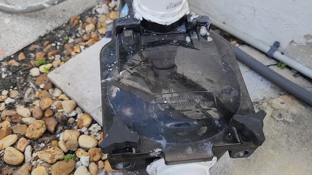 Close up of swimming pool pump strainer basket housing