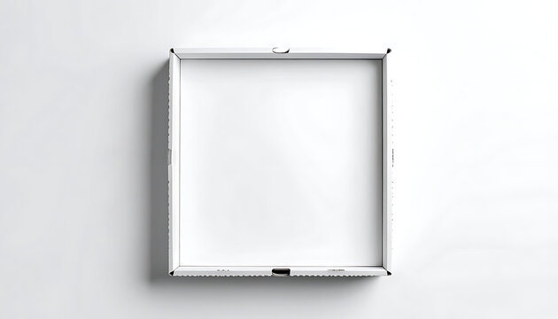 Empty white square frame border with metallic accents, isolated on a plain background, copy space for design