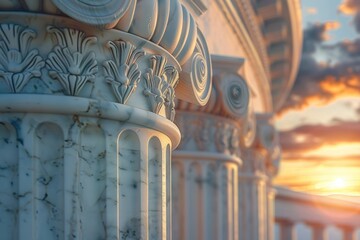 Naklejka premium Ionic marble column architecture pillar symbol.