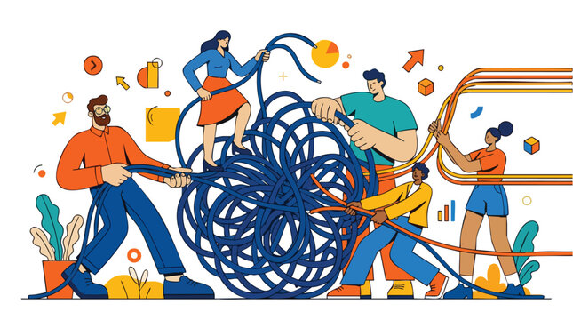 Empowered multidisciplinary team streamlining complex organizational workflows and eliminating operational friction to achieve seamless digital transformation