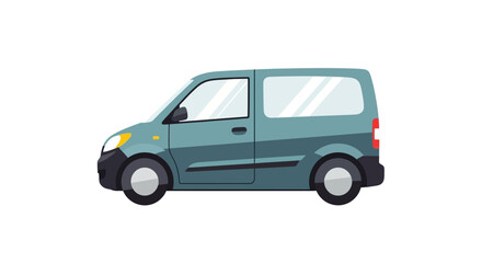 Fototapeta premium Side view of a blue minivan on a white background.