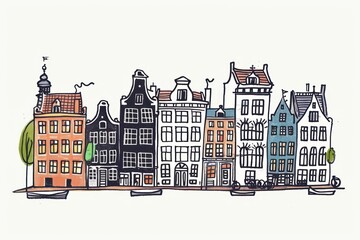 Fototapeta premium Amsterdam drawing doodle illustrated.