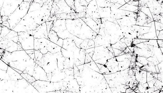 Distressed grunge texture overlay with light dust, scratches and grain on white background, vintage film effect for design elements