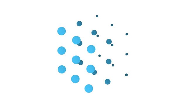 Abstract Blue Dots Forming Isometric Cube Graphic Motion Background. 4K