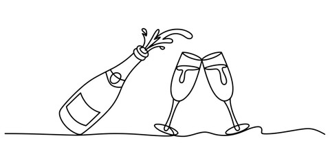 Continuous line drawing of a person riding a skateboard, simple black and white illustration of a skater performing a trick. © DCB Line Stocker