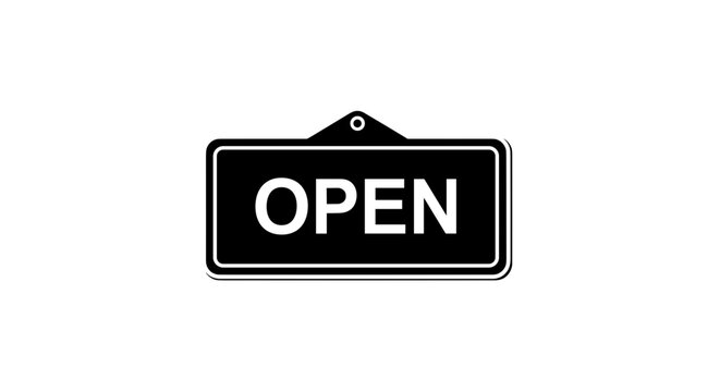 Open sign hanging on door.