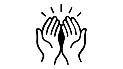 Obraz premium Vector icon illustration of hands raised in prayer, a traditional Islamic gesture of Dua, perfect for Ramadan, Eid, and religious designs, featuring a clean black line art style on white.
