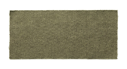 Fototapeta premium Blank olive green canvas rectangular patch on transparent background