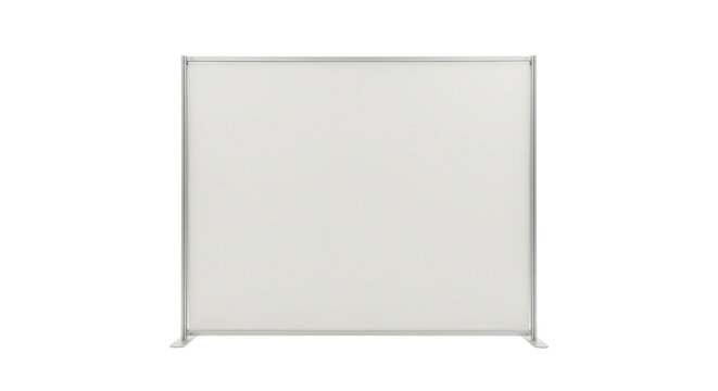 Blank white flat exhibition display panel on transparent background